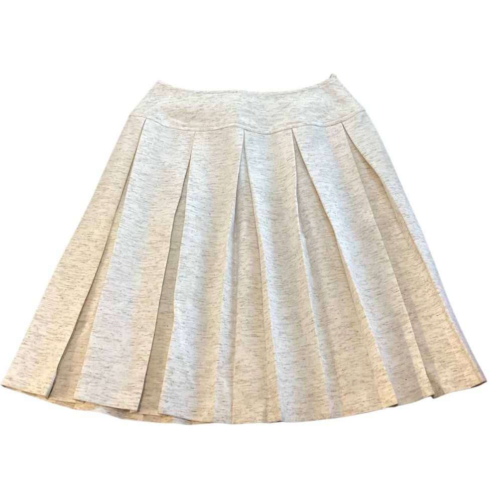 Vintage Paddle & Saddle Pleated A-Line Skirt Heather Cream Knit Midi